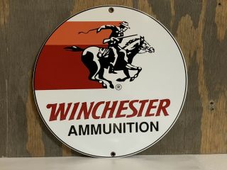 Winchester Ammunition Hunting Gun Vintage Style Round Metal Sign