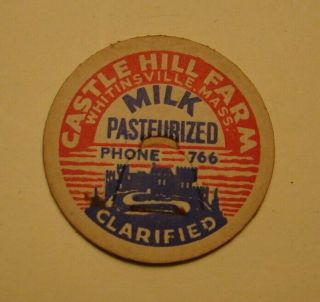 Castle Hill Farm Dairy Whitinsville,  Mass.  Ma.  Historic 1 5/8s Milk Bottle Cap