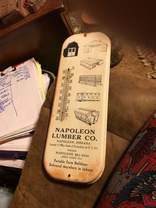 Napoleon Lumber Co.  Portable Farm Buildings Advertising Large Thermometer Sign