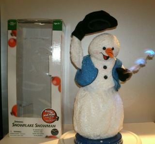 Gemmy 2002 Snowflake Spinning Animated Lighted Snowman Sings " Snow Miser "