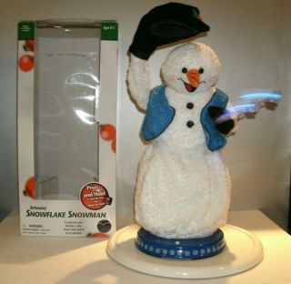 Gemmy 2002 Snowflake Spinning animated Lighted Snowman Sings 