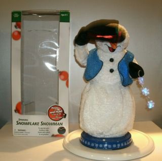 Gemmy 2002 Snowflake Spinning animated Lighted Snowman Sings 