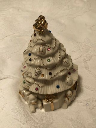 Lenox China Jewels O Christmas Tree Porcelain Gold Music Box
