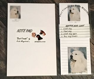 Great Pyrenees Dog Gentle Giant 3 - Pc List Note Pad Fridge Magnet Gift Set