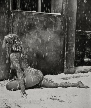 1950s Vintage Print Mid Century Female Nude In Snow Photography Art Zoltan Glass