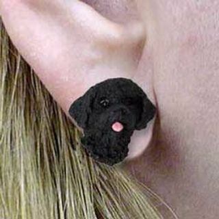 Portuguese Water Dog Tiny One Dog Head Post Earrings Jewelry