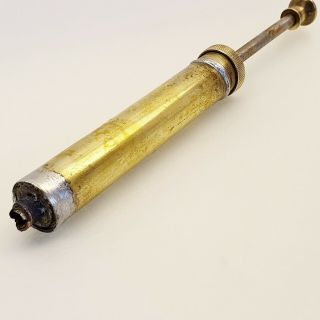 Vintage Antique Brass Syringe Medical Device Record Instrument Hospital ?