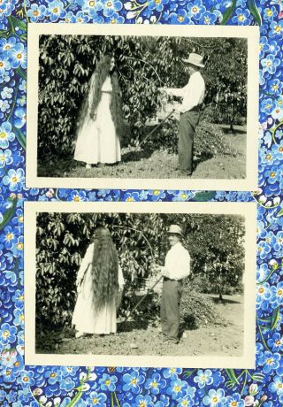 1918 Man Showing Off His Wifes Long Hair Pasadena California 2 Small Photo 