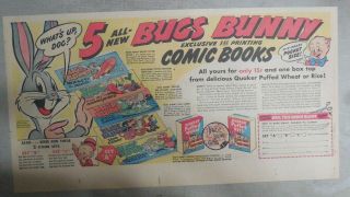 Quaker Cereal Ad: Bugs Bunny Comic Books Premium From 1940 
