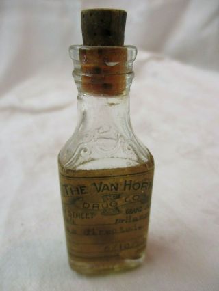 Antique 1922 Glass Medicine Bottle Van Horn Drug Co Grand Junction Co