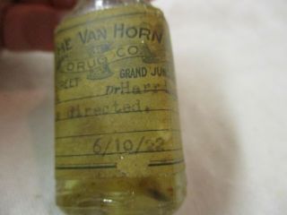 Antique 1922 glass Medicine Bottle Van Horn Drug Co Grand Junction CO 2