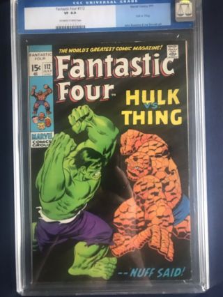 Fantastic Four 112 Cgc 8.  0 Ow/w Hulk Thing Buscema Unpressed Sweet