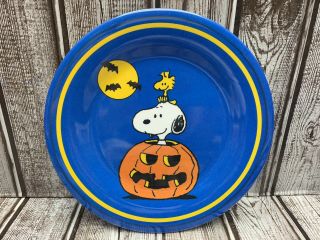 Set Of 4 Peanuts Snoopy Halloween Pumpkin Patch Melamine Dessert Plates 7.  75”
