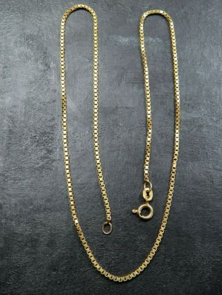 Vintage 9ct Gold Box Link Necklace Chain 18 Inch 1984