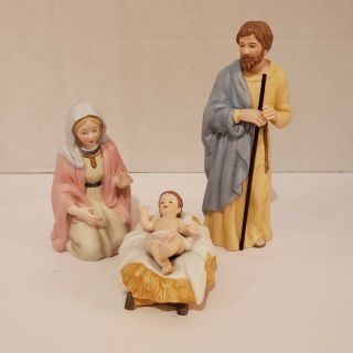 1995 5604 Homco Home Interiors Porcelain Christmas Nativity Mary Joseph Baby