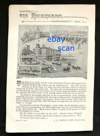 1894 Advertisement Ad - The Rockingham,  Narragansett Pier,  Ri Rare