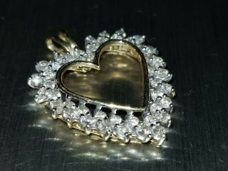 Estate Vintage 14k 14kt Yellow Gold Diamond Heart Pendant For Necklace