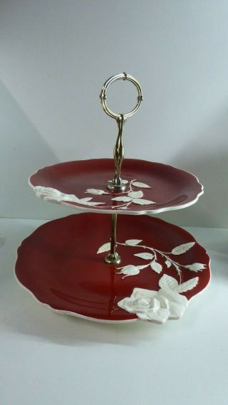 Royal Winton Embossed Rose 2 Tier Comport Cake Plate Serving Plate