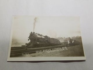 B&o Depot & Train No.  6 Connellsville Pennsylvania Pa Postcard Railroad Rppc