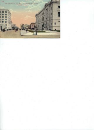 Postcard Houston Tx Post Office & Bell Telephone Street Scene 1912