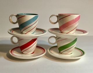Starbucks Demitasse Expresso Candy Cane 2007 Set of 4 Holiday Cups and Saucers 2
