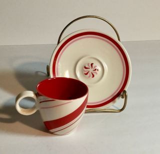 Starbucks Demitasse Expresso Candy Cane 2007 Set of 4 Holiday Cups and Saucers 3