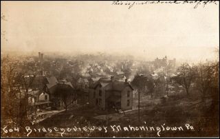 Birds Eye View Of Mahoningtown Pa Pennsylvania Rppc Real Photo Postcard C.  1908