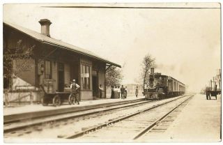 Rppc Real Photo Postcard Railroad Train Station Depot Star City,  Indiana In.