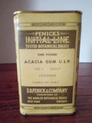Vintage Acacia Gum Medicine Metal Tin With Lid Penick Botanical Drugs York C