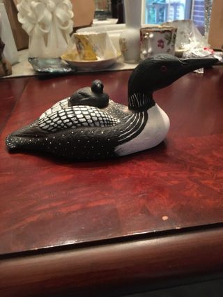 Hand Crafted Jennings Decoy Company Miniature Collectable Loon - Signed - 5.  5 Inch