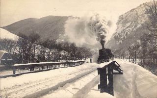Early 1900s Steam Train Locomotive In Snow Missoula Montana Real Photo Post Card