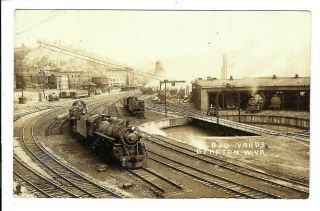 Grafton West Virginia Real Photo Postcard Rppc B & O Railroad Yards & Roundhouse