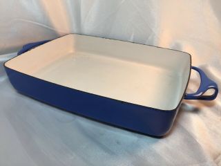 DANSK Kobenstyle Enamel Cookware BLUE Rectangular Casserole Pan 10.  5 x 1.  75 x 8 