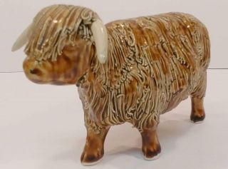 Artist Handmade Ceramic Scottish Highland Bull Cow Signed Studio Potter Figurine