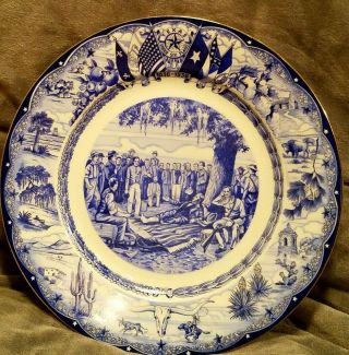 Vintage Texas Centennial Blue Plate Capture Of General Santa Anna