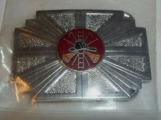 / Nos Belt Buckle Silver Tone Fire Fighter / Department Enamel Insignia