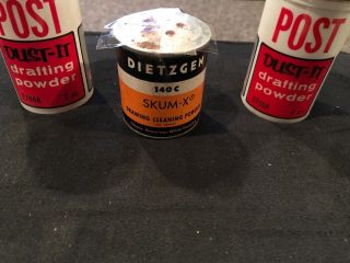 Vintage Drafting Powder Supplies; Dietzgen 140c SKUM - X,  Post Dust - It 0316 2