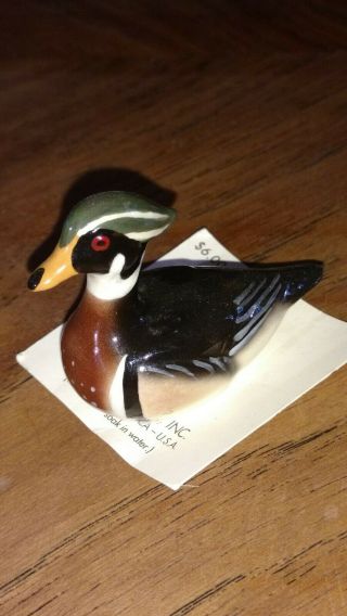 Vintage Hagen Renaker Wood Duck Wildlife Ceramic Miniature Water Animal Feathers