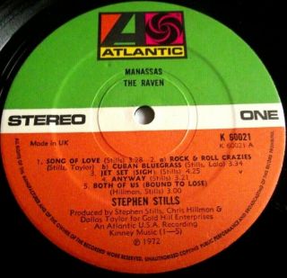STEPHEN STILLS MANASSAS 1972 UK 1st ATLANTIC DBL LP w/ POSTER.  NEAR. 3