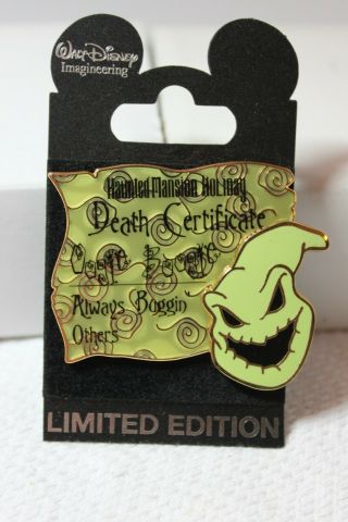 Wdi - Haunted Mansion Holiday Death Certificate - Oogie Boogie Pin 66534