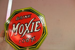 DRINK MOXIE 100 SODA POP PORCELAIN METAL SIGN GAS OIL CAR SERVICE FARM 66 BARN 2