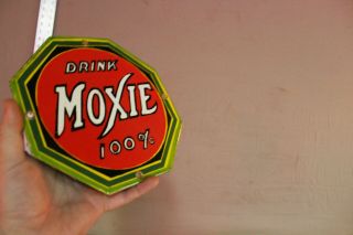 DRINK MOXIE 100 SODA POP PORCELAIN METAL SIGN GAS OIL CAR SERVICE FARM 66 BARN 3