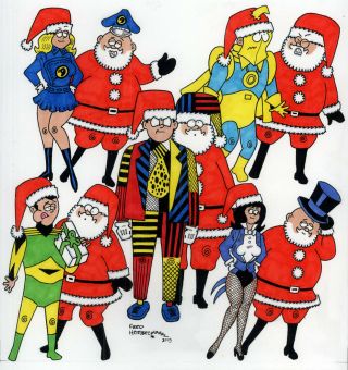 Fred Hembeck 9 " X12 " Cover Art For Comic Shop News 2019 Holiday Special