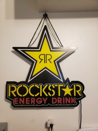 2012 Rockstar Energy Drink Advertising Large Led Light Up Hanging Sign