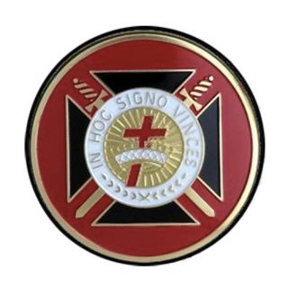 Red Masonic Car Emblem / Knights Of Templar Cross.  In Hoc Signo Vinces Freemason