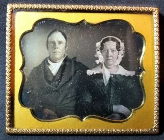 1/6th Plate Daguerreotype Photo Married Couple,  Mother - Of - Pearl Case,  Clear