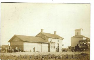 Ashton South Dakota Depot Rppc Real Photo Postcard Station C M & St.  P Railroad