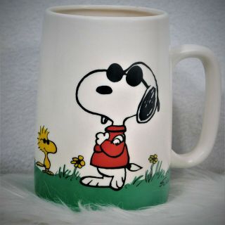 Snoopy Peanuts Joe Cool Scared Of Chicks Vintage Tall Coffee Mug Tea Cup Guc