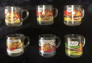Vintage Garfield Set Of 6 Mcdonald 