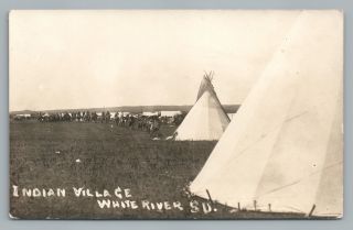 Sioux Indian Village White River South Dakota Rppc Teepees—fryklund Photo 1910s